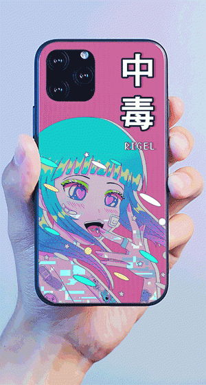 Ahegao LED Case in hand