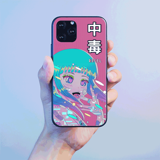 Ahegao LED Case in hand